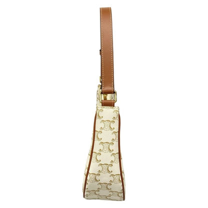 Celine Shoulder Bag Triomphe Canvas Ava Bag 193952bzj01bc White And Brown