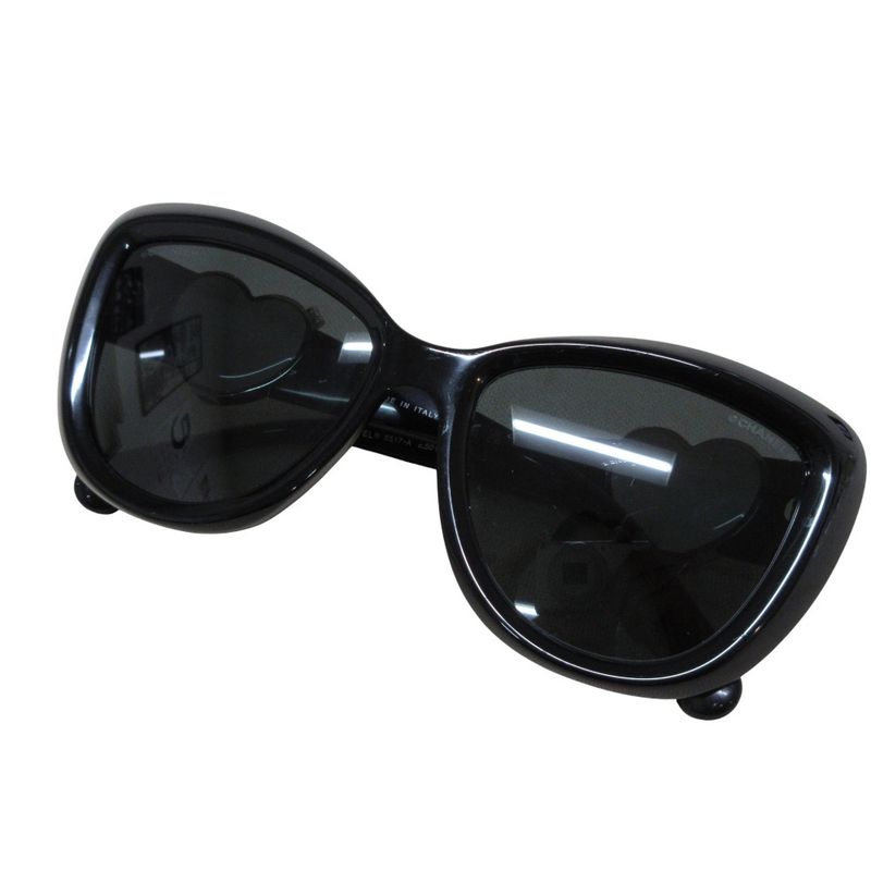 Chanel Heart Shape Coco Mark Sunglass Es 5517-a Black Frame Ladies Used