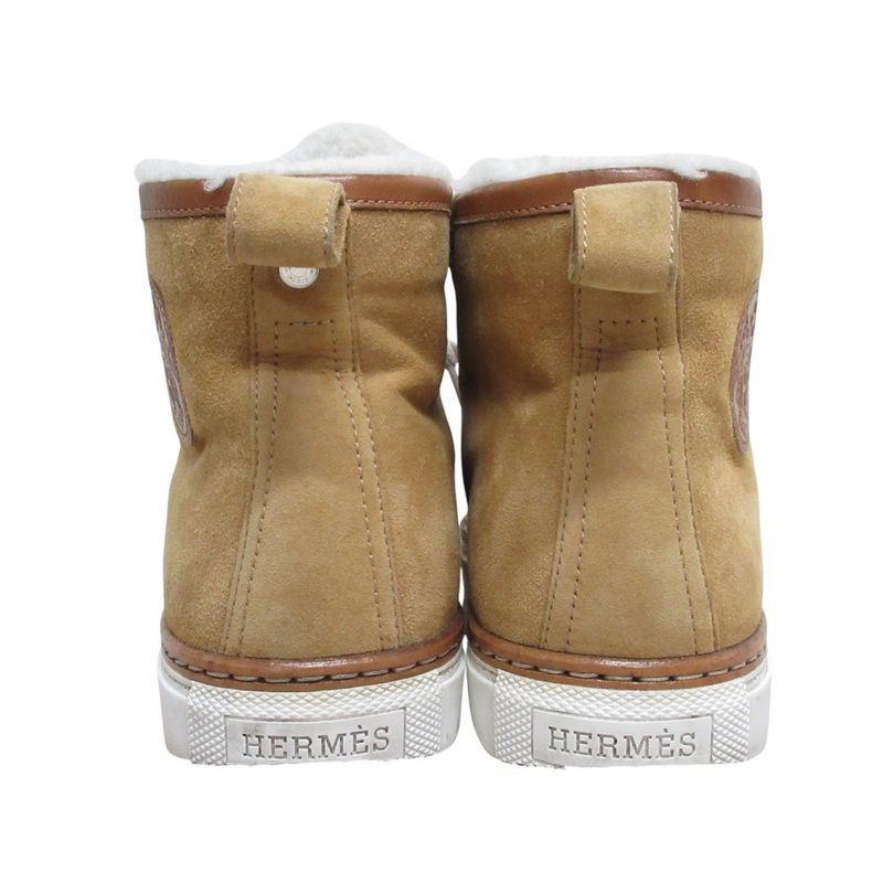 Good Hermes Jimmy Mouton High Cut Sneakers 36 1/2 23.0cm (9.06in) Equivalent
