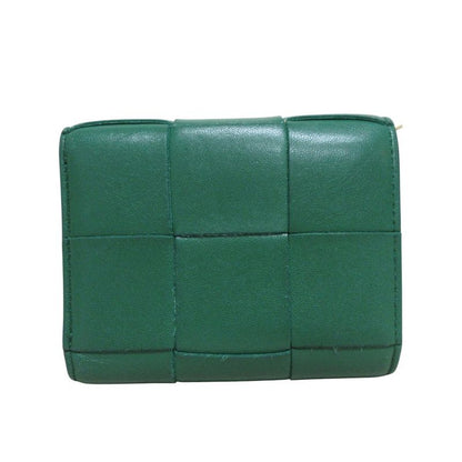 Bottega Veneta Cassette Maxi Intrecciato Compact Wallet Trifold Green Ladies