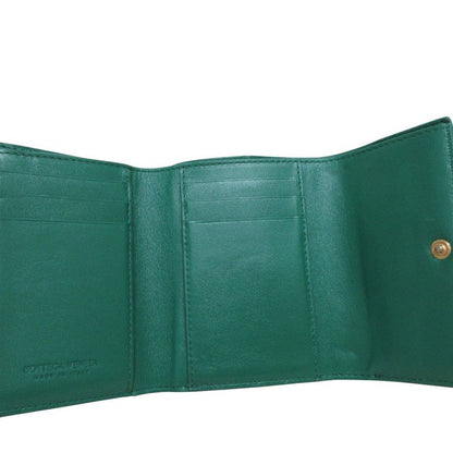 Bottega Veneta Cassette Maxi Intrecciato Compact Wallet Trifold Green Ladies