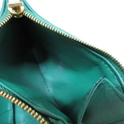 Bottega Veneta Cassette Maxi Intrecciato Compact Wallet Trifold Green Ladies