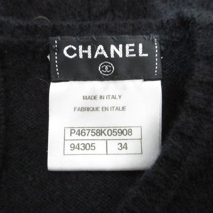 Chanel Cashmere Short Sleeve Ribbon Cable Knit Sweater P46758 Size 34 Black
