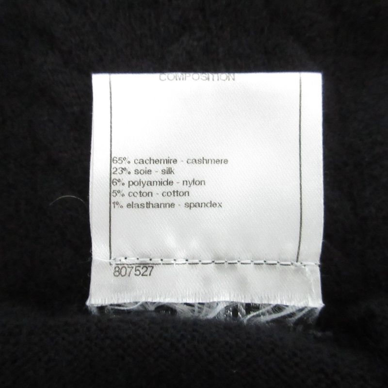 Chanel Cashmere Short Sleeve Ribbon Cable Knit Sweater P46758 Size 34 Black