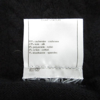 Chanel Cashmere Short Sleeve Ribbon Cable Knit Sweater P46758 Size 34 Black