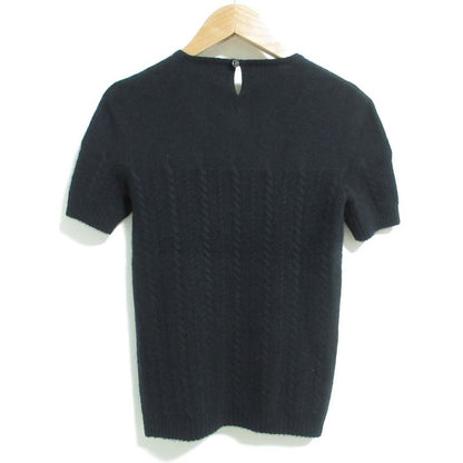 Chanel Cashmere Short Sleeve Ribbon Cable Knit Sweater P46758 Size 34 Black