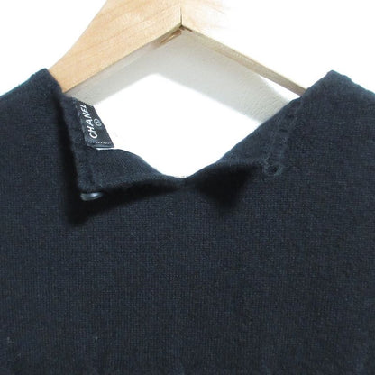 Chanel Cashmere Short Sleeve Ribbon Cable Knit Sweater P46758 Size 34 Black