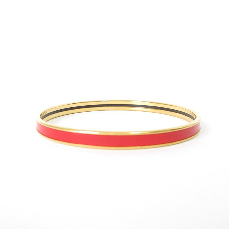 Hermes Uni Enamel Bangle Bracelet Red Gold Color Ladies Used