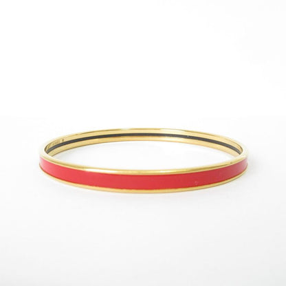 Hermes Uni Enamel Bangle Bracelet Red Gold Color Ladies Used