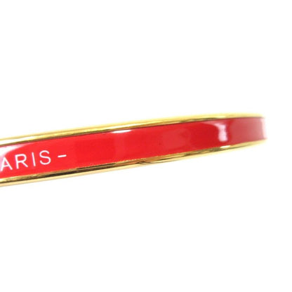 Hermes Uni Enamel Bangle Bracelet Red Gold Color Ladies Used