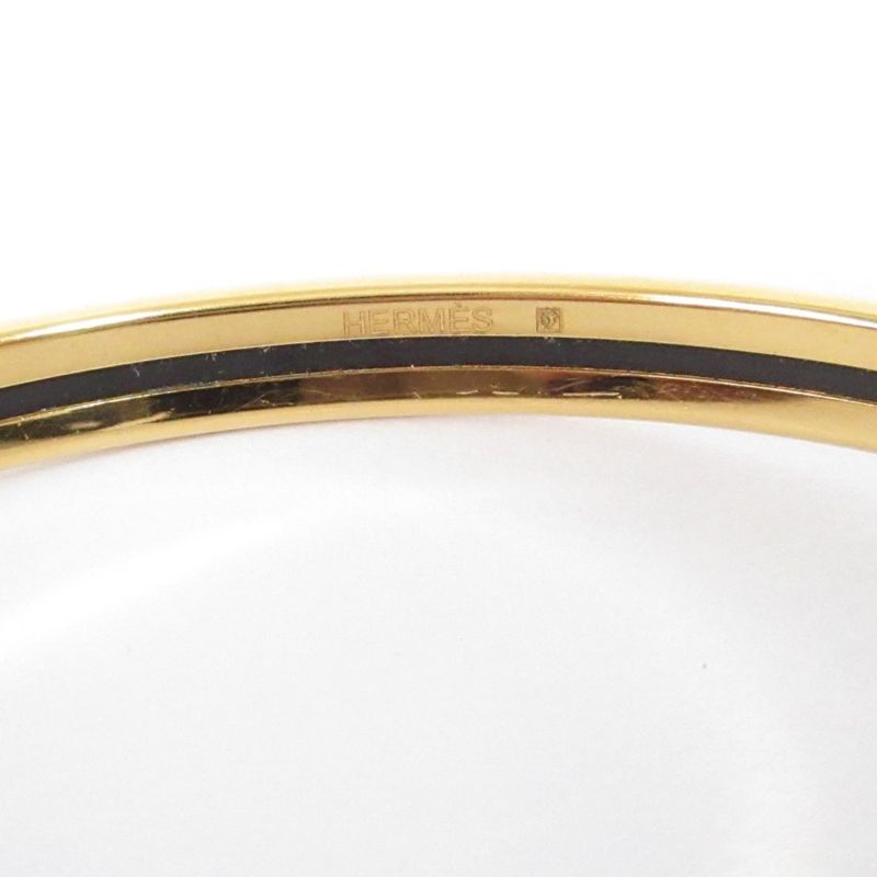 Hermes Uni Enamel Bangle Bracelet Red Gold Color Ladies Used