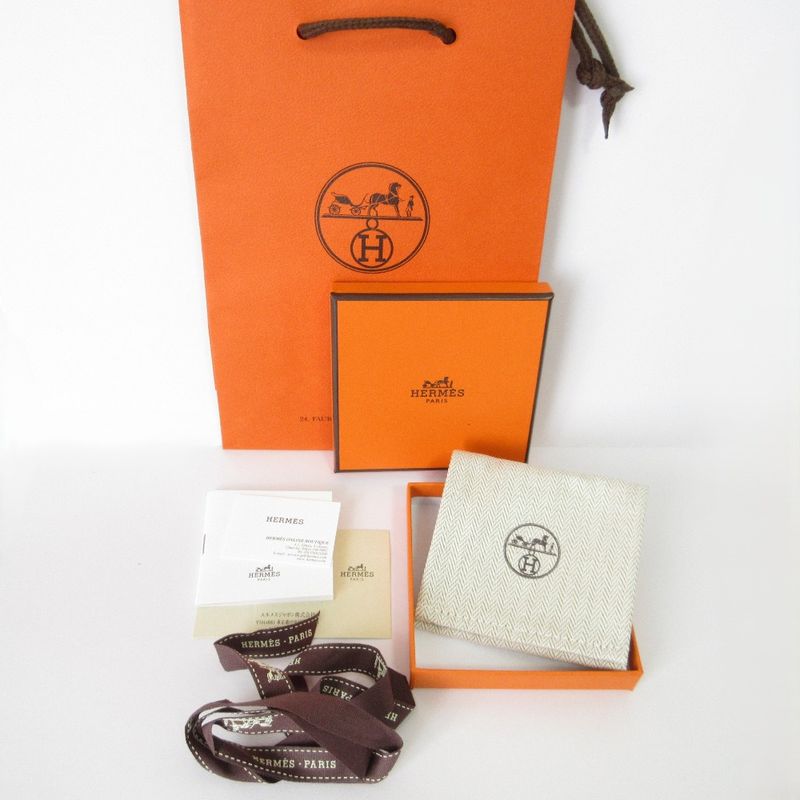 Hermes Uni Enamel Bangle Bracelet Red Gold Color Ladies Used