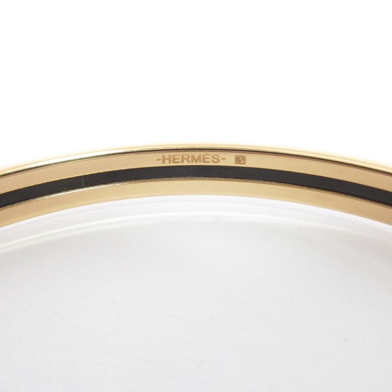 Hermes Uni Enamel Bangle Bracelet Pink Gold Color Ladies Used
