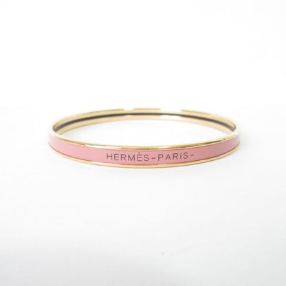 Hermes Uni Enamel Bangle Bracelet Pink Gold Color Ladies Used