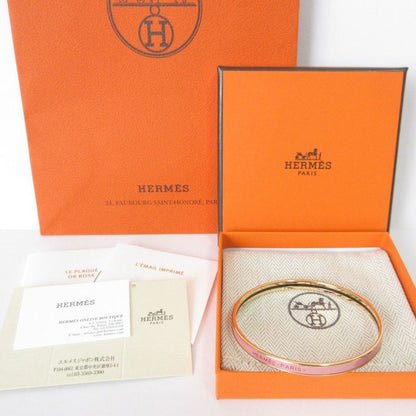 Hermes Uni Enamel Bangle Bracelet Pink Gold Color Ladies Used