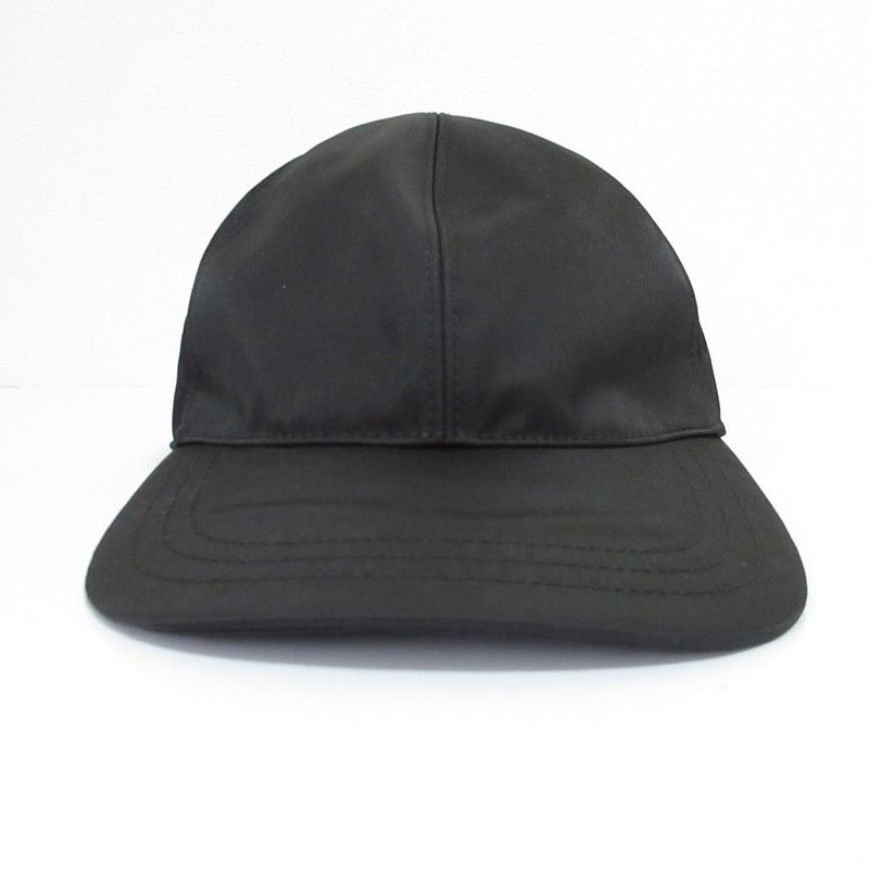 Prada Triangle Logo Baseball Cap Linylon Hat Size M 58cm (22.83in) Black Men's