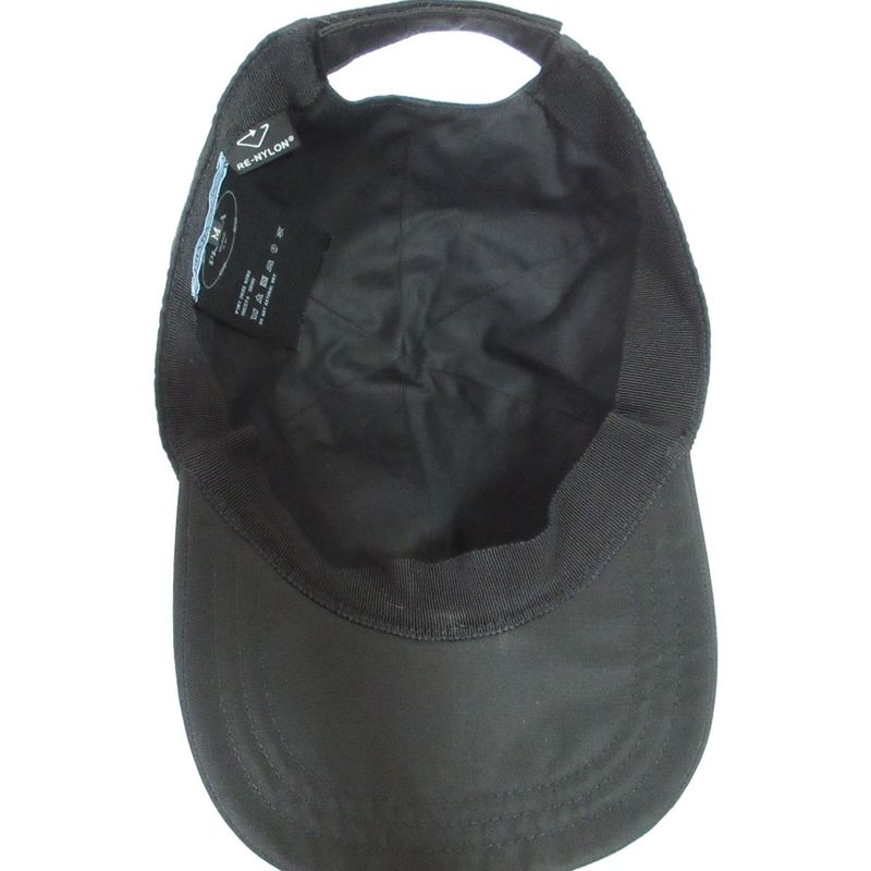 Prada Triangle Logo Baseball Cap Linylon Hat Size M 58cm (22.83in) Black Men's