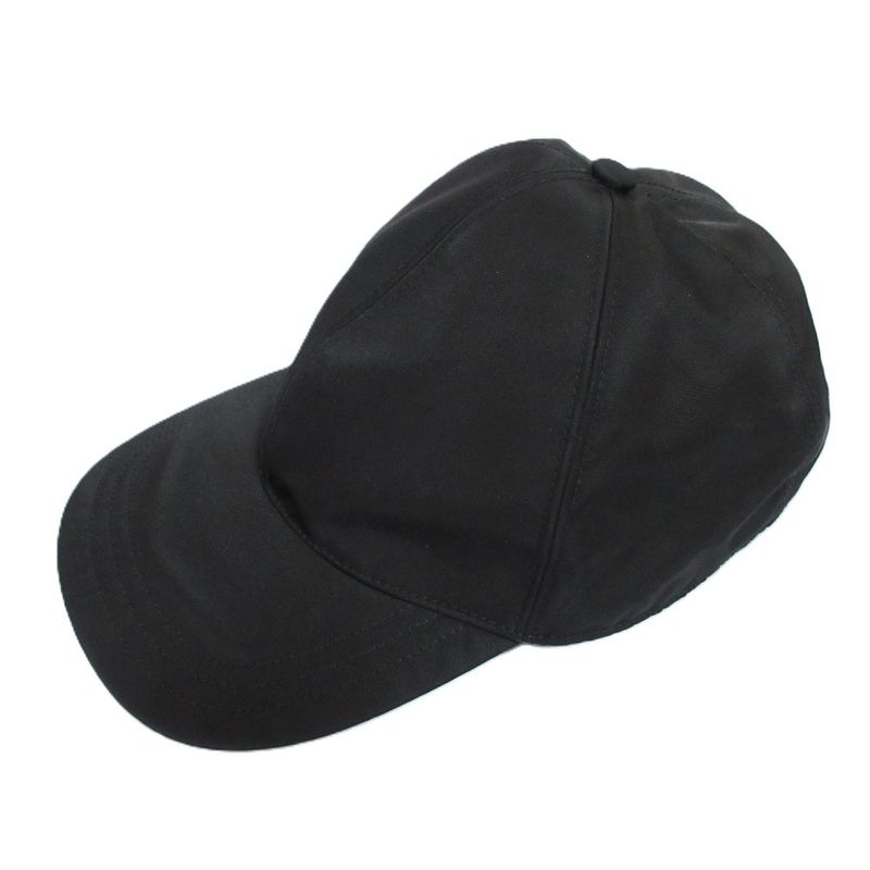 Prada Triangle Logo Baseball Cap Linylon Hat Size M 58cm (22.83in) Black Men's