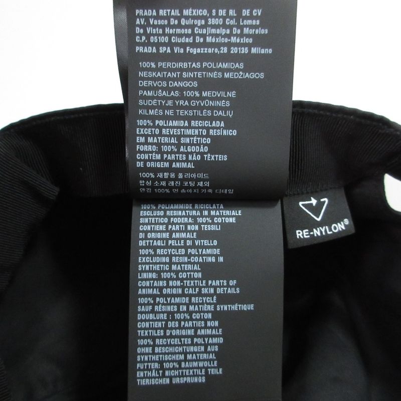 Prada Triangle Logo Baseball Cap Linylon Hat Size M 58cm (22.83in) Black Men's