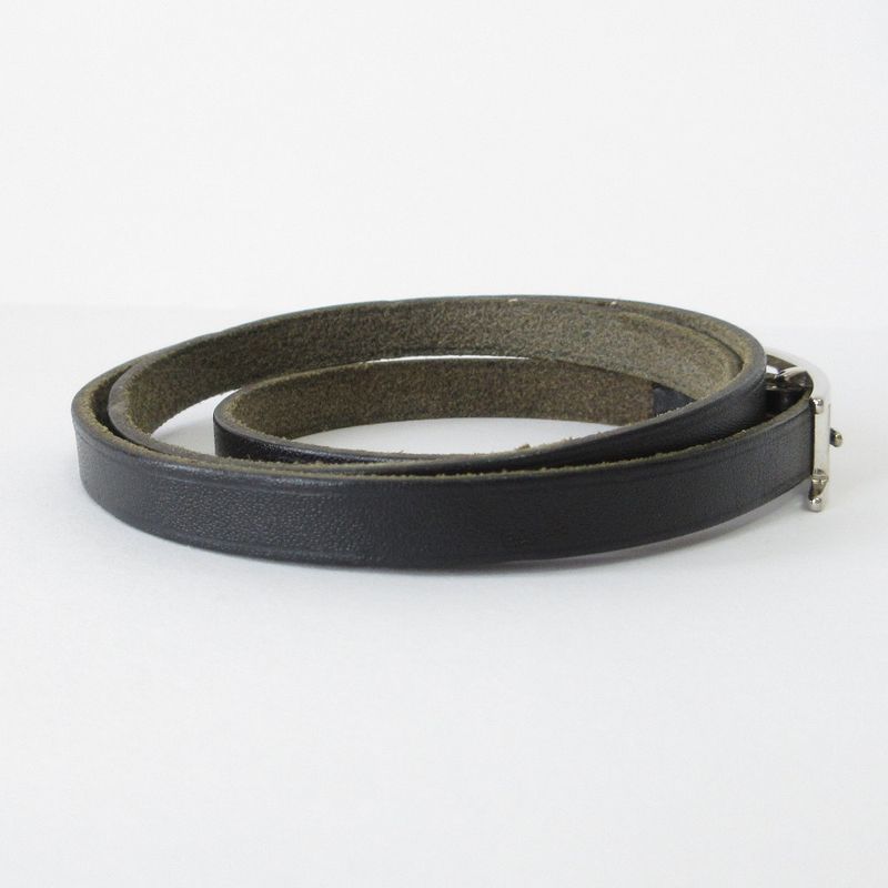 Good Hermes Api 3 Doublétour 2-Strand Bracelet Box Calf Black Silver Color