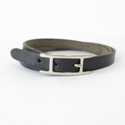 Good Hermes Api 3 Doublétour 2-Strand Bracelet Box Calf Black Silver Color