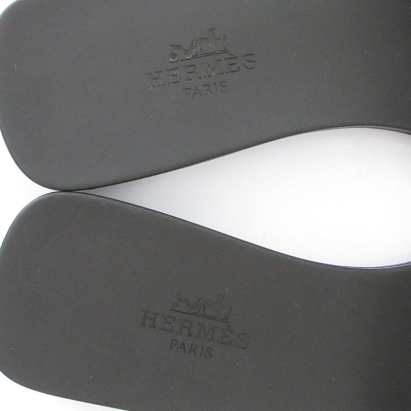 Hermes Aloha Flat Sandals Mules 35 22.5cm (8.86in) Equivalent Black Women's Used