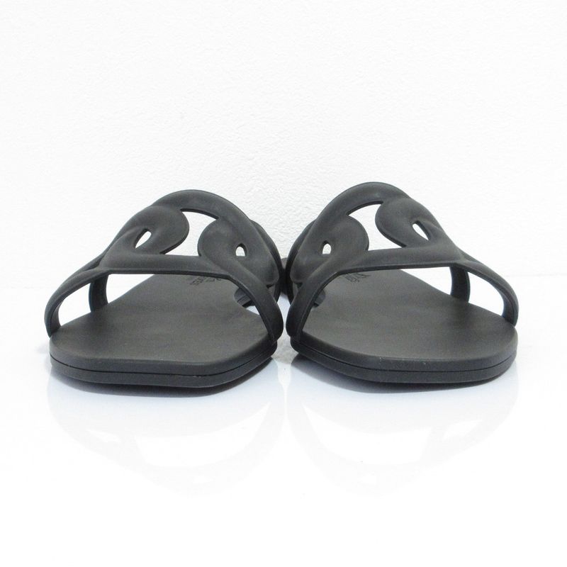 Hermes Aloha Flat Sandals Mules 35 22.5cm (8.86in) Equivalent Black Women's Used