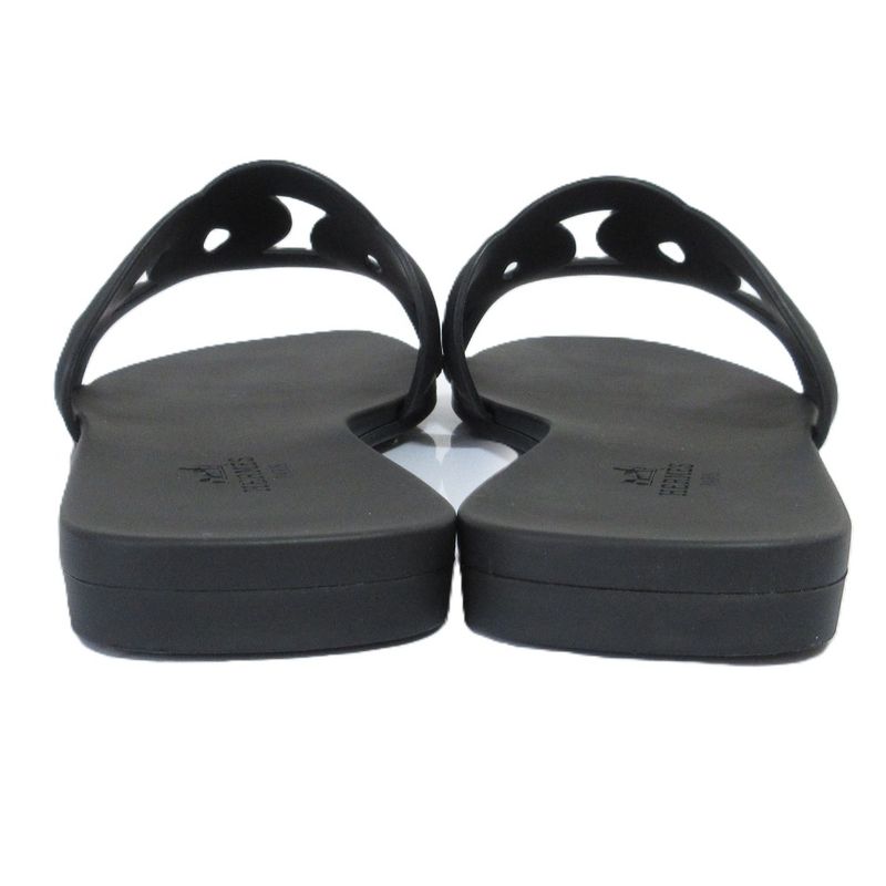 Hermes Aloha Flat Sandals Mules 35 22.5cm (8.86in) Equivalent Black Women's Used