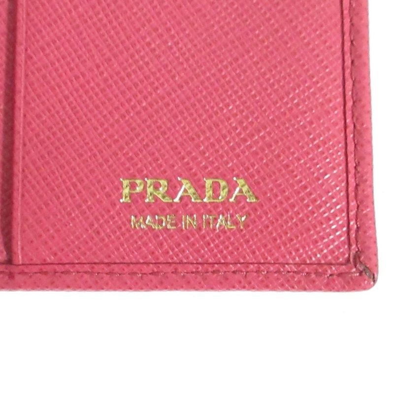 Good Prada Saffiano Leather Card Case Pass Case Pink Ladies Used