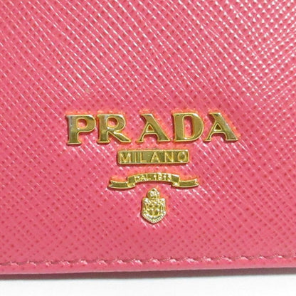 Good Prada Saffiano Leather Card Case Pass Case Pink Ladies Used
