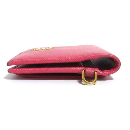Good Prada Saffiano Leather Card Case Pass Case Pink Ladies Used