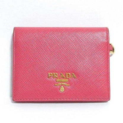 Good Prada Saffiano Leather Card Case Pass Case Pink Ladies Used