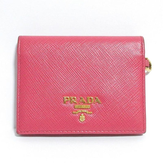 Good Prada Saffiano Leather Card Case Pass Case Pink Ladies Used