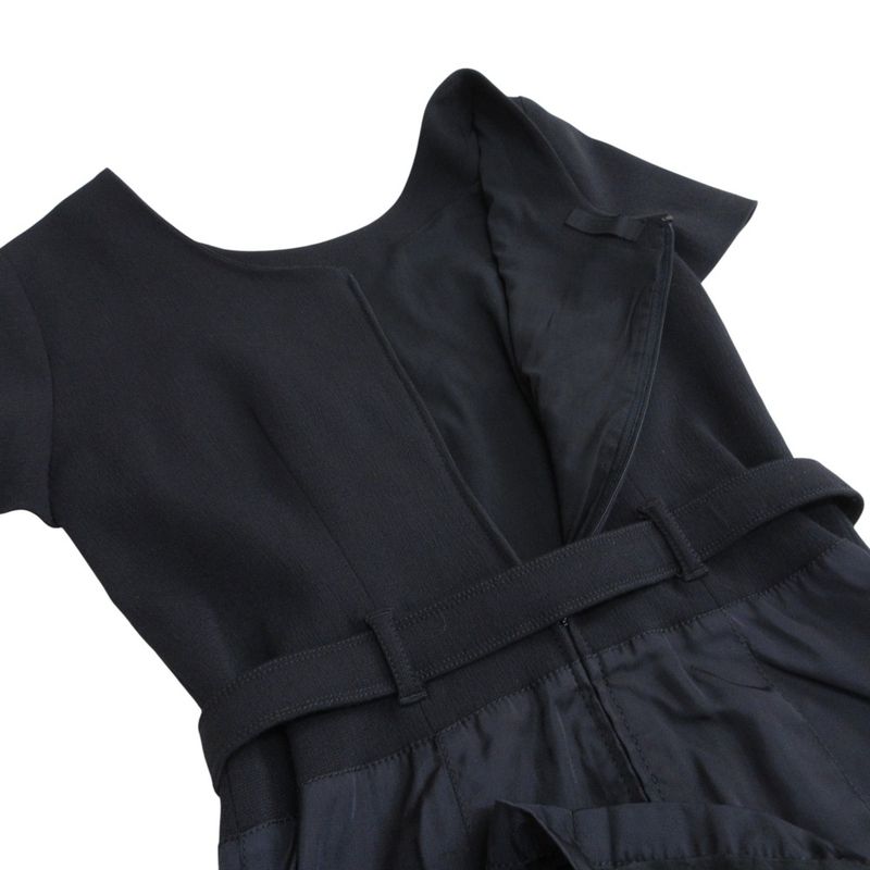 Prada Short Sleeve Docking Dress with Belt S Black Women's Used