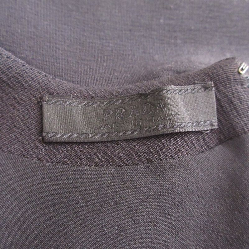 Prada Short Sleeve Docking Dress with Belt S Black Women's Used