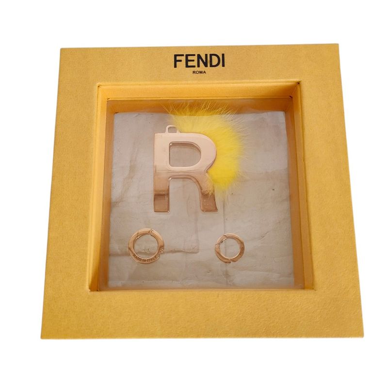 Good Fendi Abclick Initial Charm R Gold Color Yellow Ladies Used