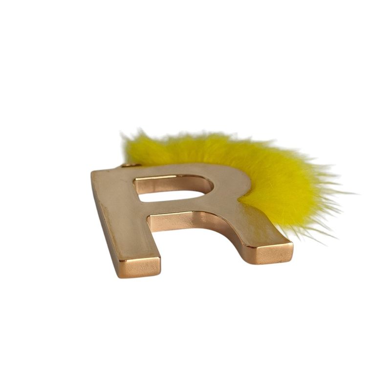 Good Fendi Abclick Initial Charm R Gold Color Yellow Ladies Used