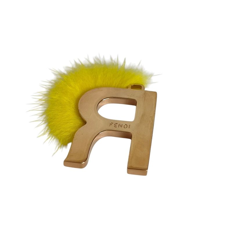 Good Fendi Abclick Initial Charm R Gold Color Yellow Ladies Used