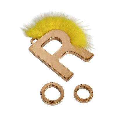 Good Fendi Abclick Initial Charm R Gold Color Yellow Ladies Used