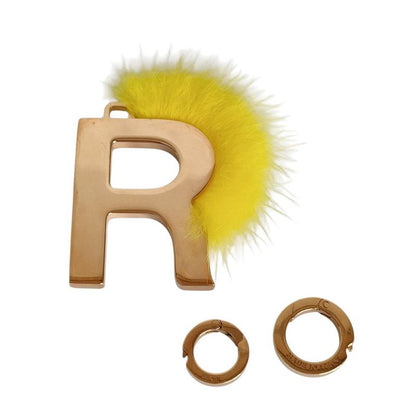 Good Fendi Abclick Initial Charm R Gold Color Yellow Ladies Used