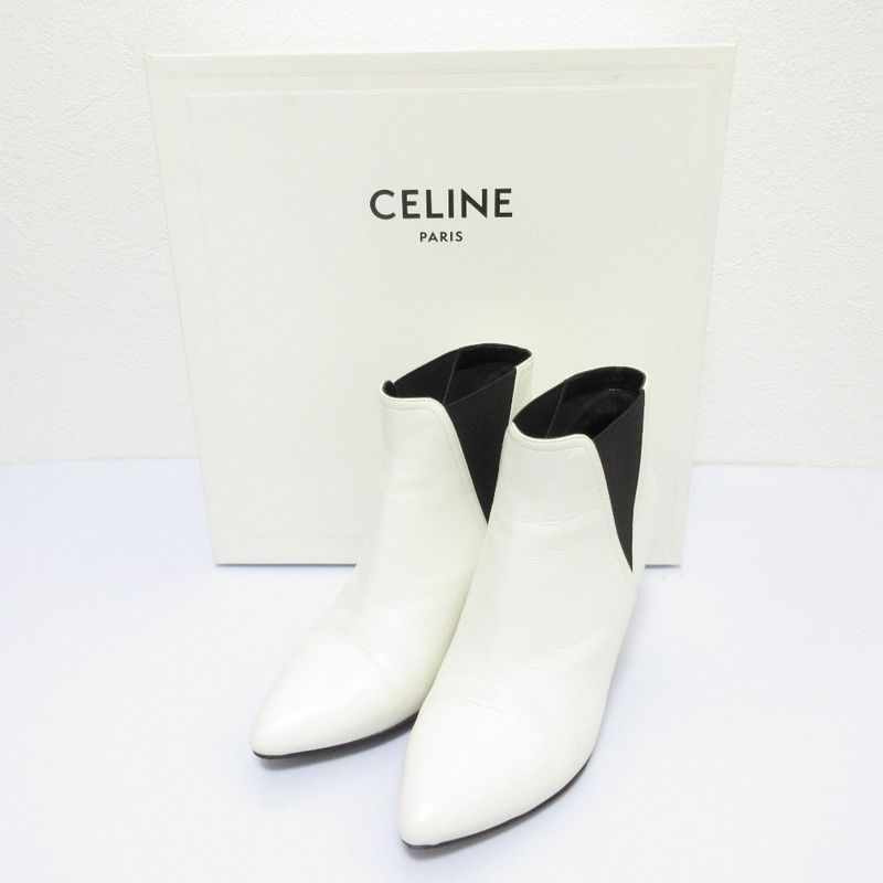 Good Celine Side Gore Short Bootie Boots Size 36.5 Equivalent to 23.5cm