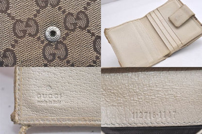 Gucci Bifold Long Wallet Canvas Leather Brown Black 5 Sets Junk 4143n