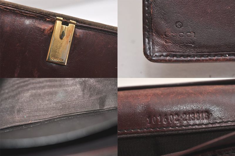 Gucci Bifold Long Wallet Canvas Leather Brown Black 5 Sets Junk 4143n