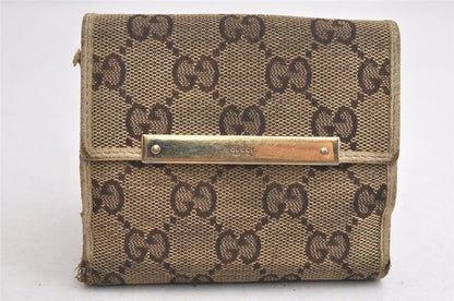 Gucci Bifold Long Wallet Canvas Leather Brown Black 5 Sets Junk 4143n