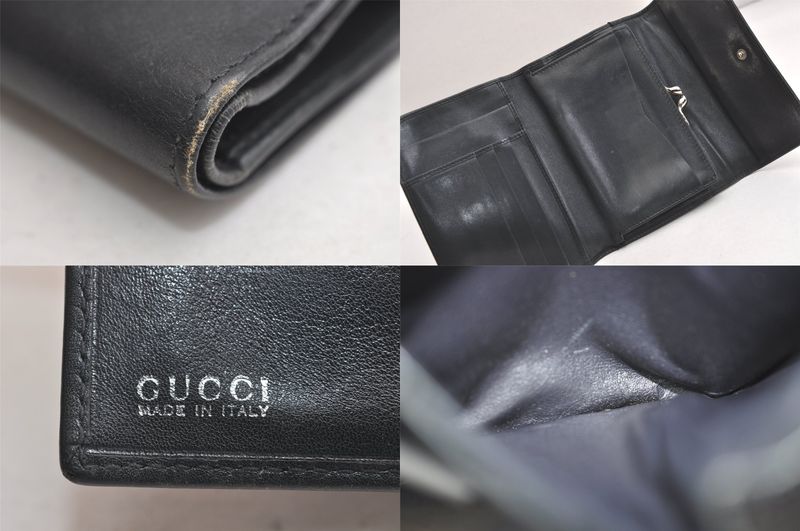 Gucci Bifold Long Wallet Canvas Leather Brown Black 5 Sets Junk 4143n