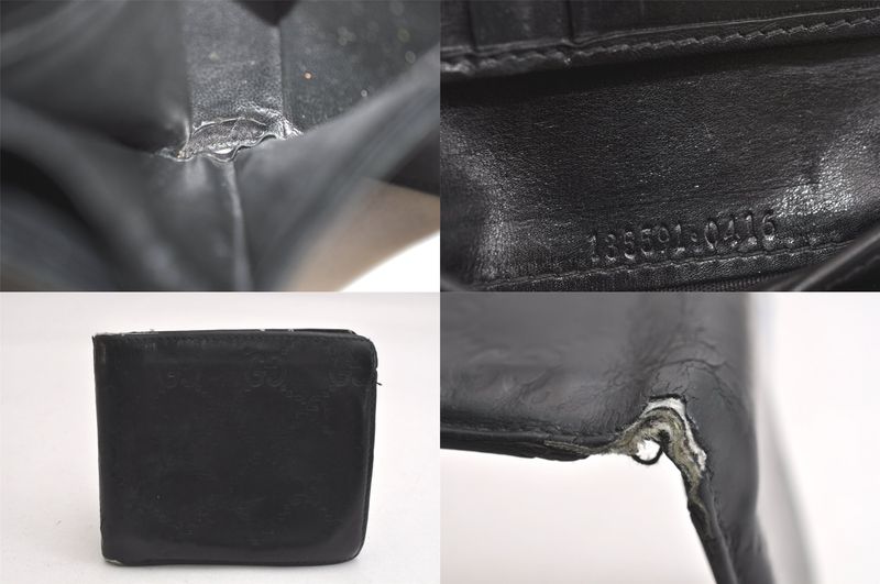 Gucci Bifold Long Wallet Canvas Leather Brown Black 5 Sets Junk 4143n