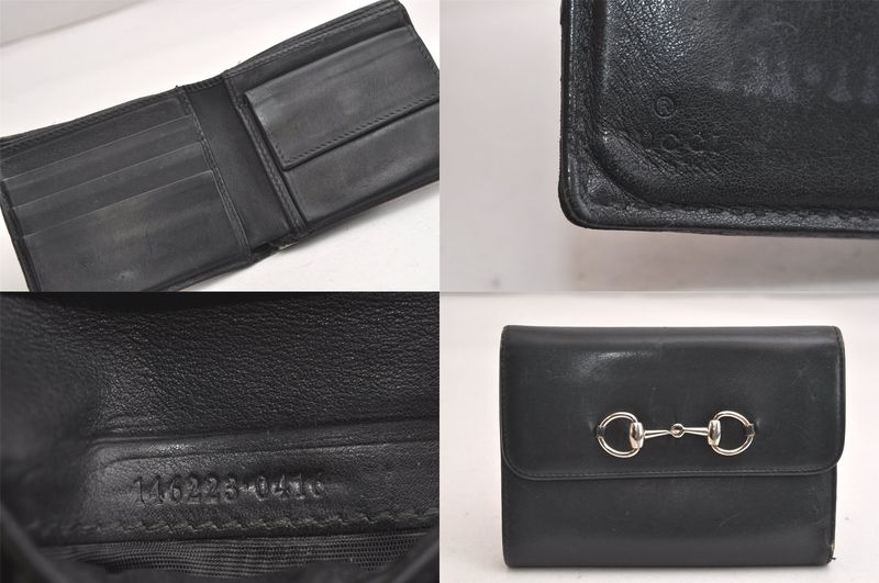 Gucci Bifold Long Wallet Canvas Leather Brown Black 5 Sets Junk 4143n