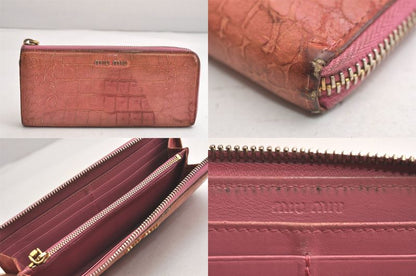 Miu Miu Prada Long Wallet Key Pass Case Leather Pink Red 4 Sets 4145n