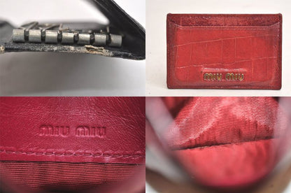 Miu Miu Prada Long Wallet Key Pass Case Leather Pink Red 4 Sets 4145n