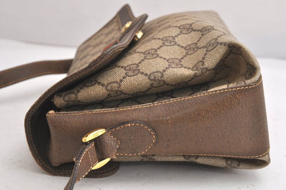 Gucci Web Sherry Line Shoulder Bag Ggpvc Leather Brown Junk 4203n